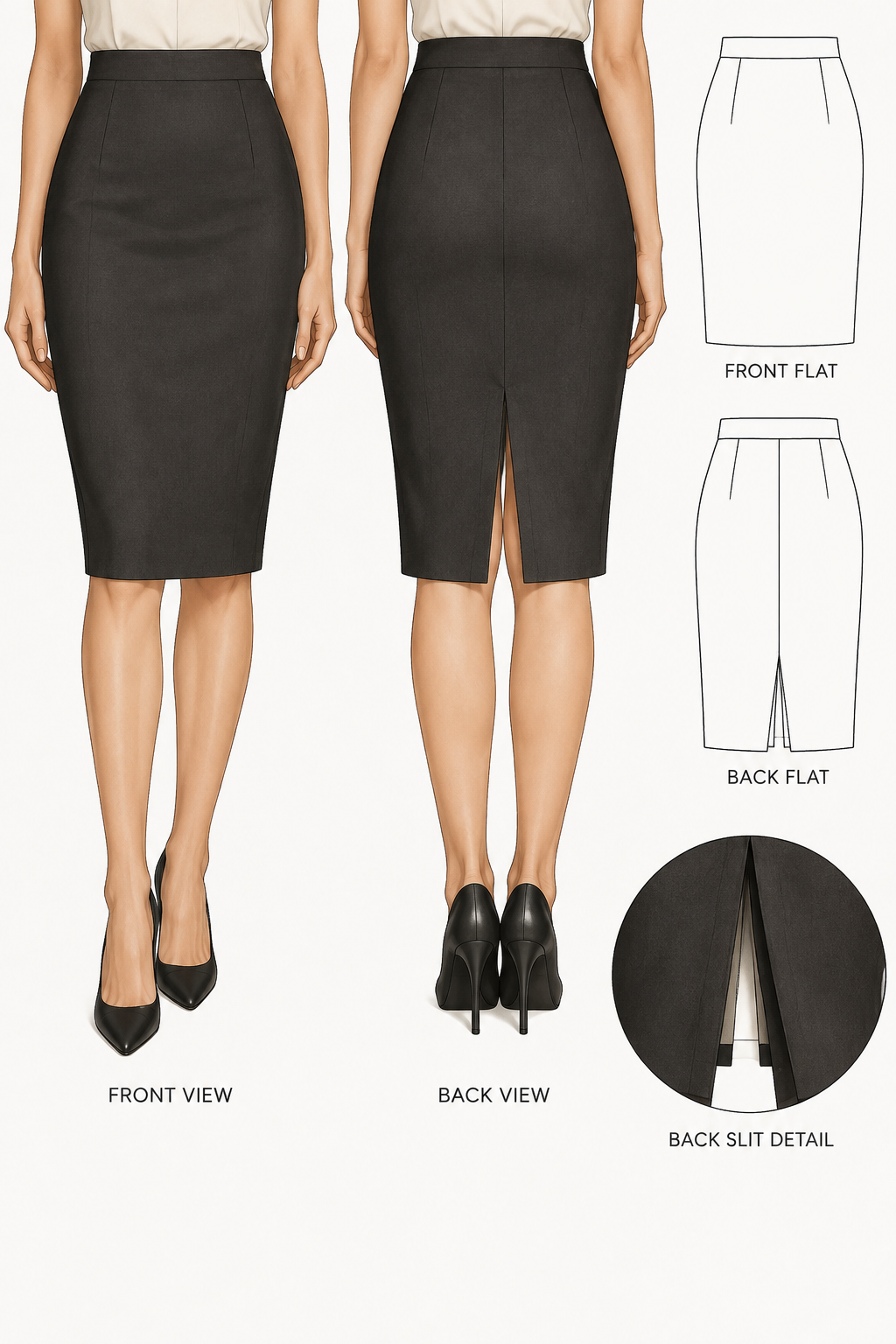 pencil skirt with slip in back
pencil skirt with slip in back