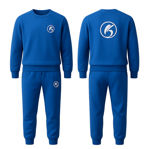 Создай мне спортивный костюм с моим логотипом 
 Нужен синий цвет
