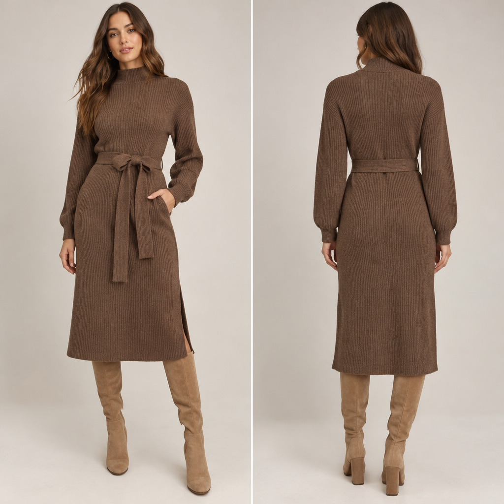 A Female Dress design, suitable for Fall. Consider American fashion — diverse and trend-driven, casual-cool, athleisure influence, regional variety from NYC sophistication to LA relaxed. Current season is Autumn in United States. Present it as professional fashion catalogue photography: the garment is the subject, shown full-length with editorial styling, neutral posing and tasteful, non-suggestive framing.
photorealistic fashion design, A Female Dress design, suitable for Fall. Consider American fashion — diverse and trend-driven, casual-cool, athleisure influence, regional variety from NYC sophistication to LA relaxed. Current season is Autumn in United States. Present it as professional fashion catalogue photography: the garment is the subject, shown full-length with editorial styling, neutral posing and tasteful, non-suggestive framing., just the design no text