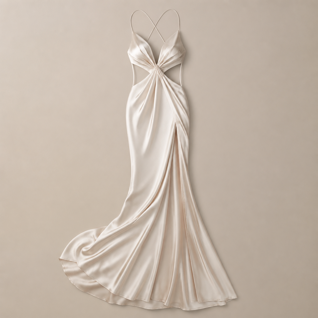 A Dress design, made of Satin, with a light, flowing drape, with a Fitted silhouette, with a minimal-coverage cut, in a Neutrals color palette, for Wedding, suitable for Fall, suited to a Temperate climate, in Glamorous + Elegant style, shown on a model with fair skin and a curvy figure. فستان زفاف Present it as professional fashion catalogue photography: the garment is the subject, shown full-length with editorial styling, neutral posing and tasteful, non-suggestive framing.
photorealistic fashion design, A Dress design, made of Satin, with a light, flowing drape, with a Fitted silhouette, with a minimal-coverage cut, in a Neutrals color palette, for Wedding, suitable for Fall, suited to a Temperate climate, in Glamorous + Elegant style, shown on a model with fair skin and a curvy figure. فستان زفاف Present it as professional fashion catalogue photography: the garment is the subject, shown full-length with editorial styling, neutral posing and tasteful, non-suggestive framing., glamorous style, just the design no text