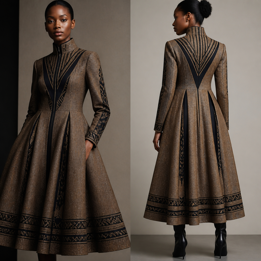 A Female Dress design, suitable for Winter. I want a I wanted dress. South Africa fashion aesthetics.
photorealistic fashion design, A Female Dress design, suitable for Winter. I want a I wanted dress. South Africa fashion aesthetics., just the design no text
