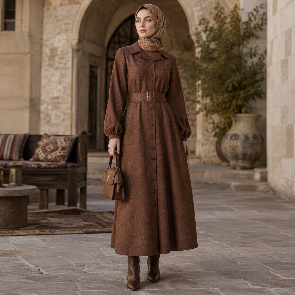 A Female Dress design, suitable for Fall. Turkey fashion aesthetics. Present it as professional fashion catalogue photography: the garment is the subject, shown full-length with editorial styling, neutral posing and tasteful, non-suggestive framing.
photorealistic fashion design, A Female Dress design, suitable for Fall. Turkey fashion aesthetics. Present it as professional fashion catalogue photography: the garment is the subject, shown full-length with editorial styling, neutral posing and tasteful, non-suggestive framing., just the design no text