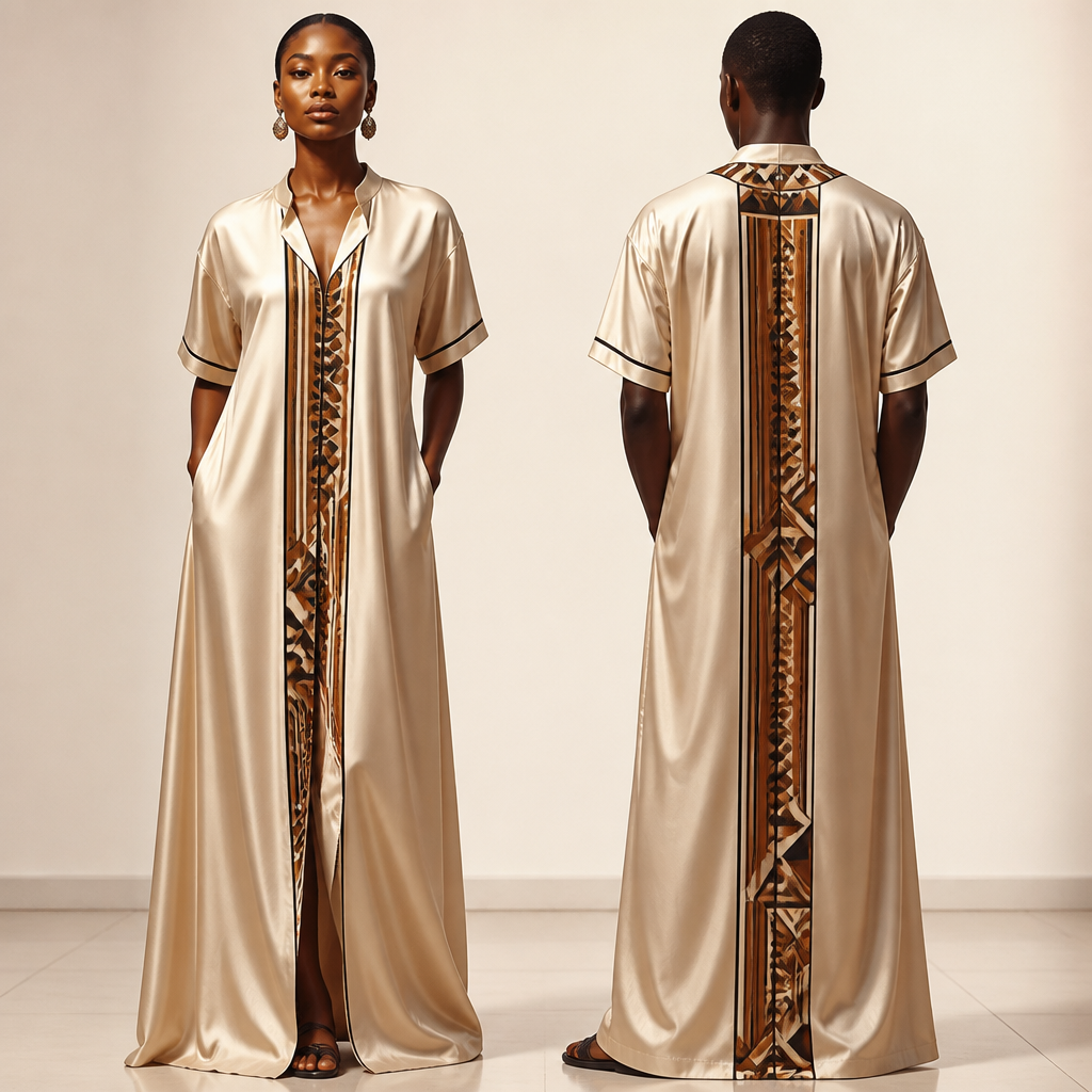 A Unisex Dress design, made of Satin, suitable for Summer, in Formal style. Kenya fashion aesthetics.
photorealistic fashion design, A Unisex Dress design, made of Satin, suitable for Summer, in Formal style. Kenya fashion aesthetics., formal style, just the design no text