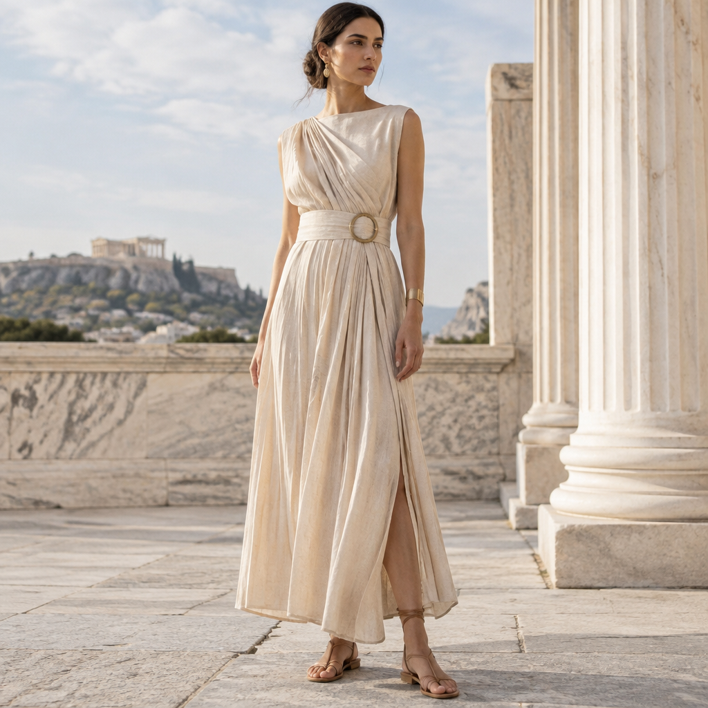 A Female Dress design, suitable for Fall, in Classic style. Greece fashion aesthetics. Present it as professional fashion catalogue photography: the garment is the subject, shown full-length with editorial styling, neutral posing and tasteful, non-suggestive framing.
photorealistic fashion design, A Female Dress design, suitable for Fall, in Classic style. Greece fashion aesthetics. Present it as professional fashion catalogue photography: the garment is the subject, shown full-length with editorial styling, neutral posing and tasteful, non-suggestive framing., classic style, just the design no text