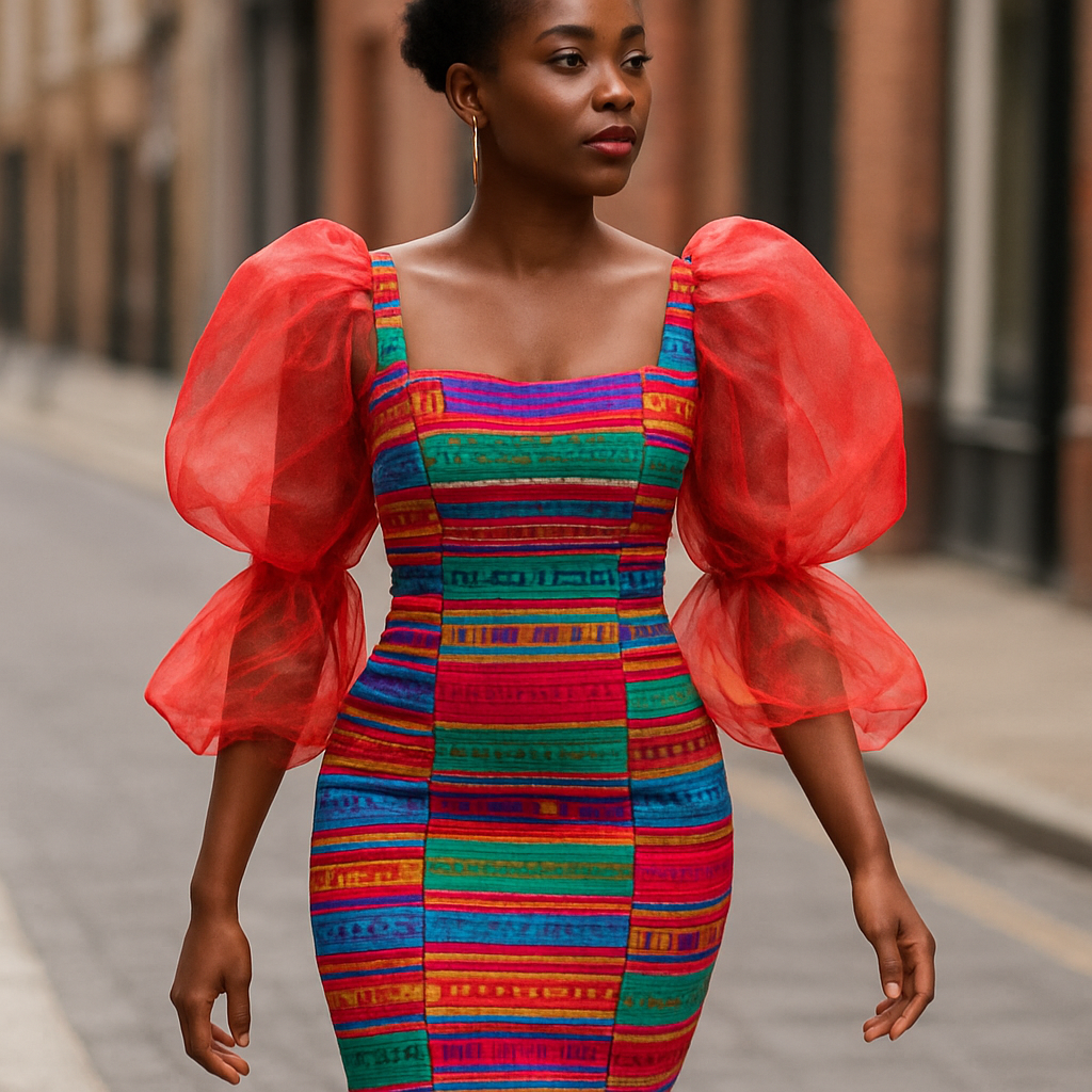 Create a colorful aso oke dress with an organza sleeves that look fabulous one of a kind and trendy on a real human brown skin tone walking down the street
Create a colorful aso oke dress with an organza sleeves that look fabulous one of a kind and trendy on a real human brown skin tone walking down the street
