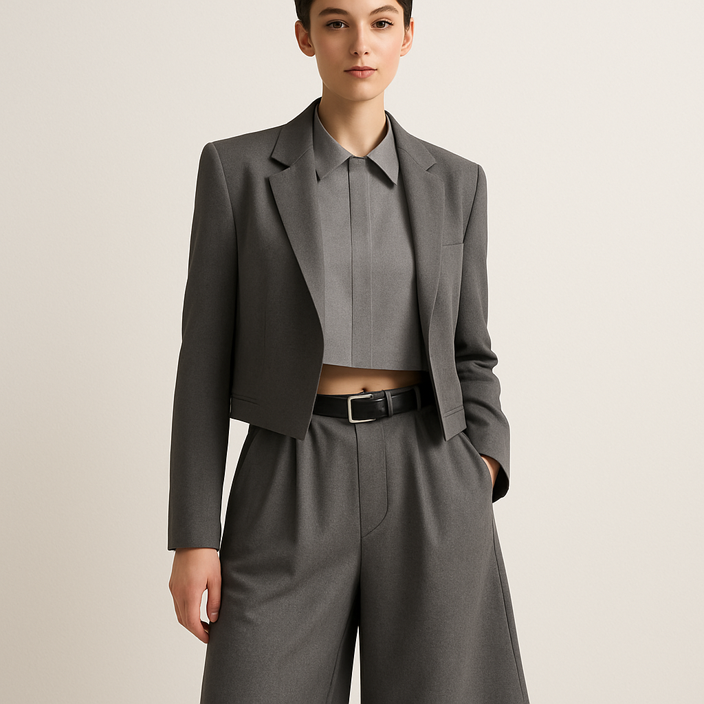 Cropped boxy sleeveless shirt with oversized below knee basketball shirt shorts
Cropped boxy sleeveless shirt with oversized below knee basketball shirt shorts , business style