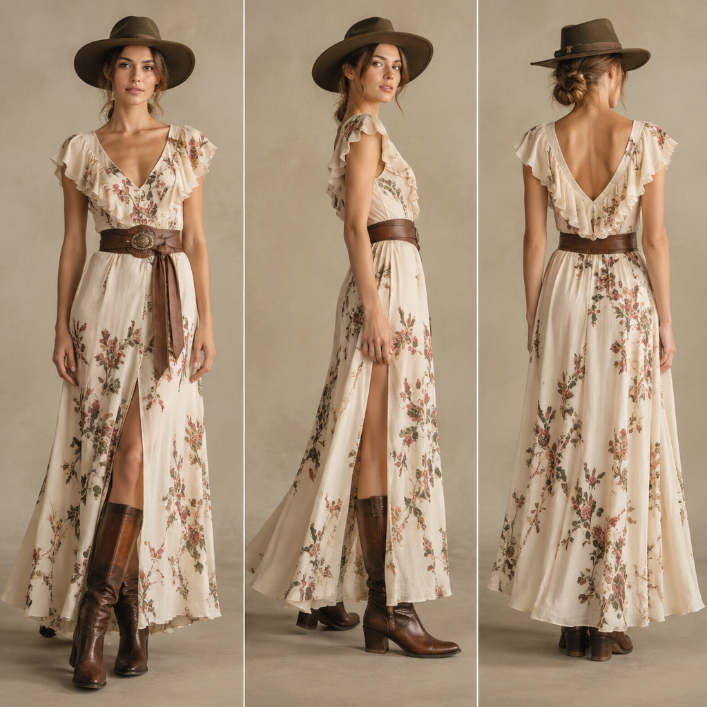 A Female Dress design, suitable for Spring. Consider Argentinian fashion — gaucho-inspired, European elegance, tango-influenced evening wear, leather craftsmanship. Current season is Spring in Argentina. Present it as professional fashion catalogue photography: the garment is the subject, shown full-length with editorial styling, neutral posing and tasteful, non-suggestive framing.
photorealistic fashion design, A Female Dress design, suitable for Spring. Consider Argentinian fashion — gaucho-inspired, European elegance, tango-influenced evening wear, leather craftsmanship. Current season is Spring in Argentina. Present it as professional fashion catalogue photography: the garment is the subject, shown full-length with editorial styling, neutral posing and tasteful, non-suggestive framing., just the design no text