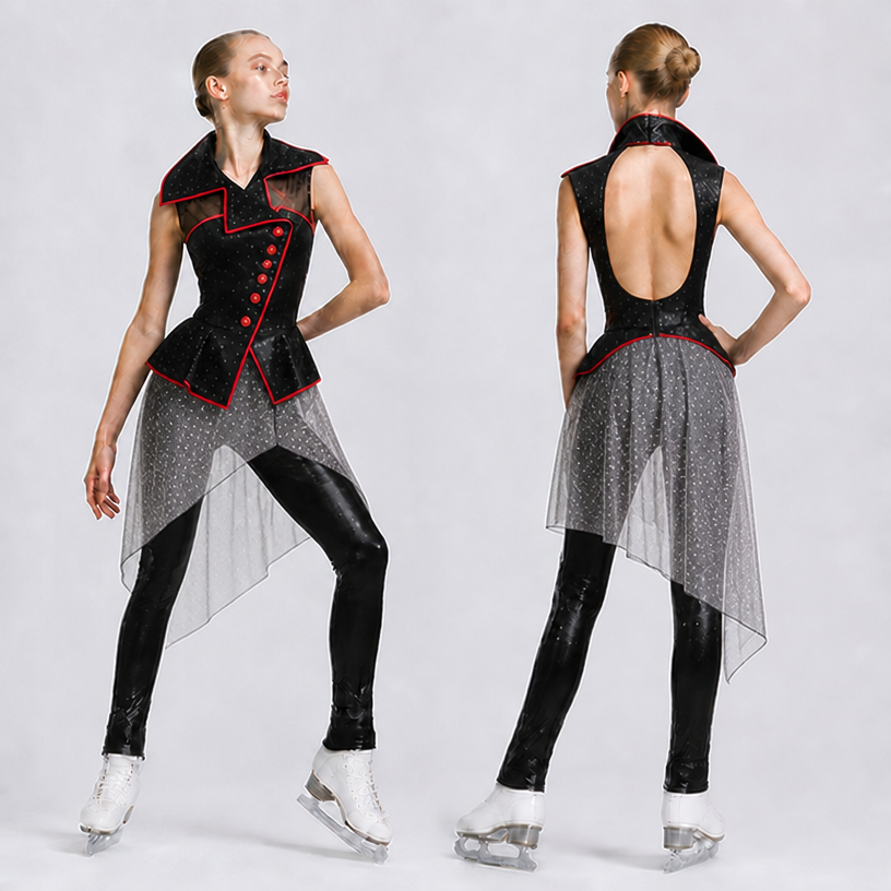 Юбка должна быть прозрачной, юбка сзади по косой идет
edit the attached fashion design with these instructions: Юбка должна быть прозрачной, юбка сзади по косой идет. keep it photorealistic, just the design no text