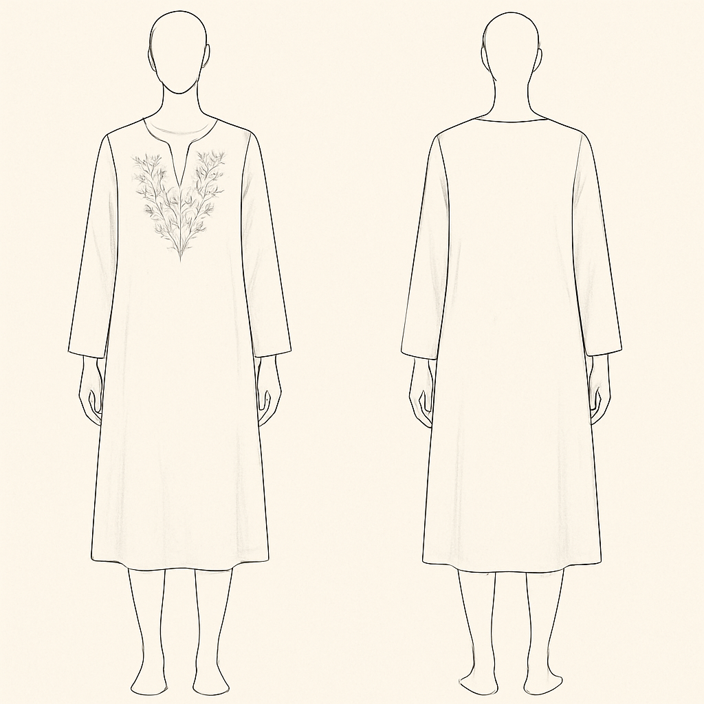 روب بتطاريز
روب بتطاريز, minimalist style, show front and back