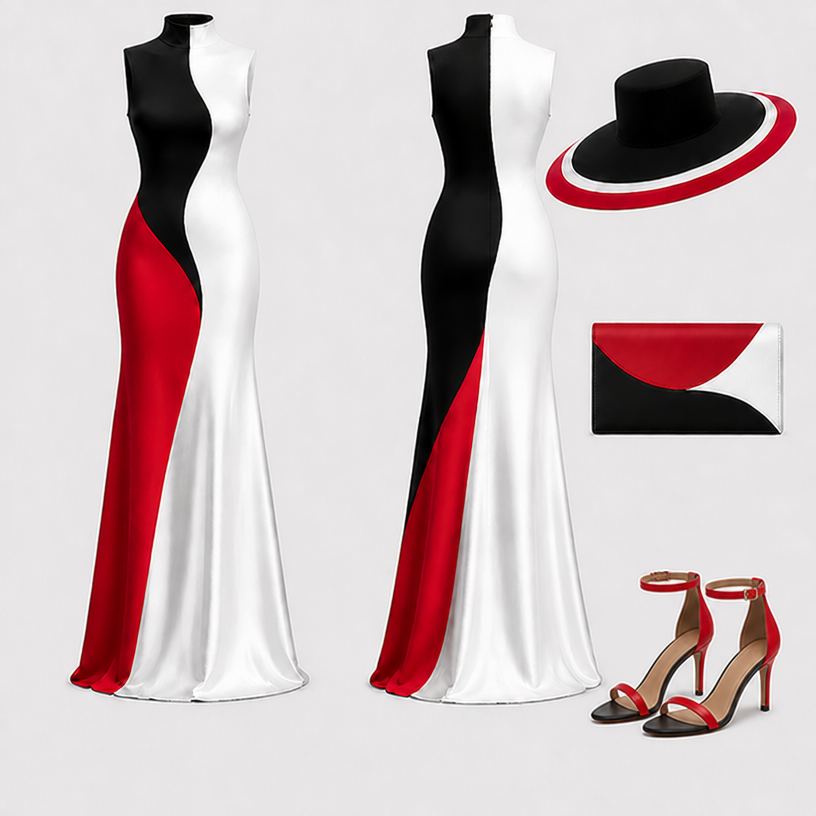 Change shoe to a sandal with a red heel and strap around the ankle
edit the attached fashion design with these instructions: Change shoe to a sandal with a red heel and strap around the ankle. keep it photorealistic, just the design no text