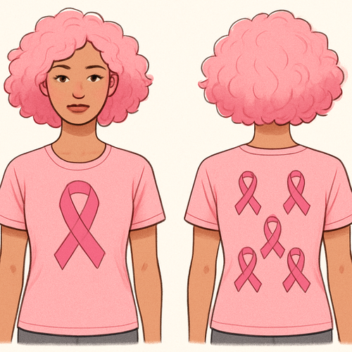 Pink day, cancer awareness, pink ribbons, and pink shirt, cotton hair