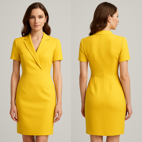 Its a dress in colour yellow its short and its specific for modeling 
