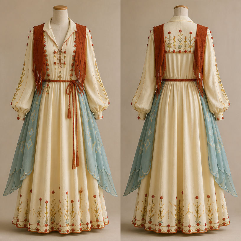 A Female Dress design, made of Cotton, suitable for Summer. Russia fashion aesthetics.
using the attached image as a visual reference and sketch, create this: photorealistic fashion design, A Female Dress design, made of Cotton, suitable for Summer. Russia fashion aesthetics., just the design no text, show front and back