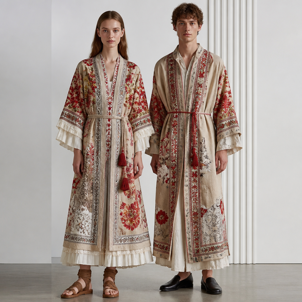 A Unisex Dress design, suitable for Summer. Consider Russian fashion — fur and layering traditions, bold patterns, mix of European elegance and Slavic folk motifs. Current season is Summer in Russia. Present it as professional fashion catalogue photography: the garment is the subject, shown full-length with editorial styling, neutral posing and tasteful, non-suggestive framing.
photorealistic fashion design, A Unisex Dress design, suitable for Summer. Consider Russian fashion — fur and layering traditions, bold patterns, mix of European elegance and Slavic folk motifs. Current season is Summer in Russia. Present it as professional fashion catalogue photography: the garment is the subject, shown full-length with editorial styling, neutral posing and tasteful, non-suggestive framing., just the design no text