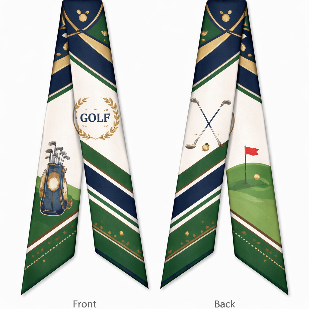 Create a silk scarf 5x86cm that is timeless for Golf lovers. PGA colors more simple
Create a silk scarf 5x86cm that is timeless for Golf lovers. PGA colors more simple , classic style, show front and back