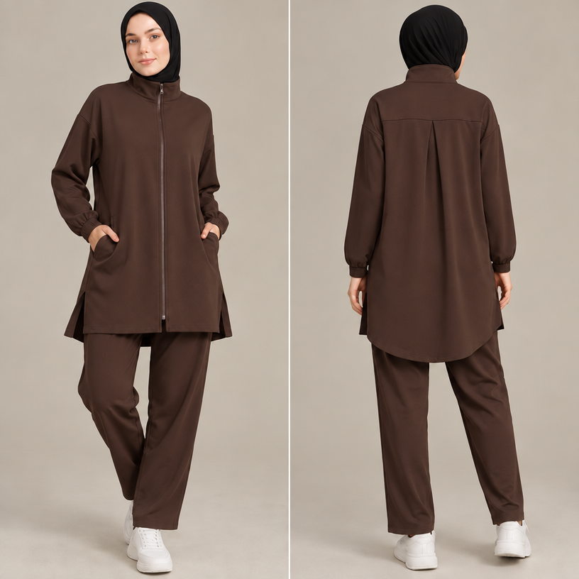 Make it in dark brown color
edit the attached fashion design with these instructions: Make it in dark brown color. keep it photorealistic, just the design no text