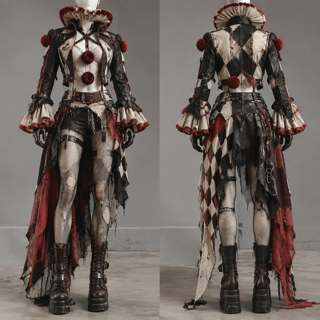 Clown
photorealistic fashion design, Clown , punk style, just the design no text, show front and back