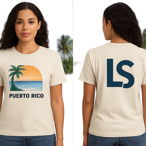 Puerto Rico beach with LS as the logo
