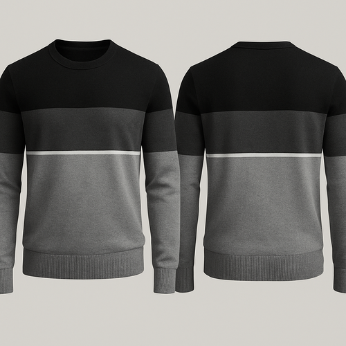round neck jersey for a company with black grey and a hint of white for the jersey 