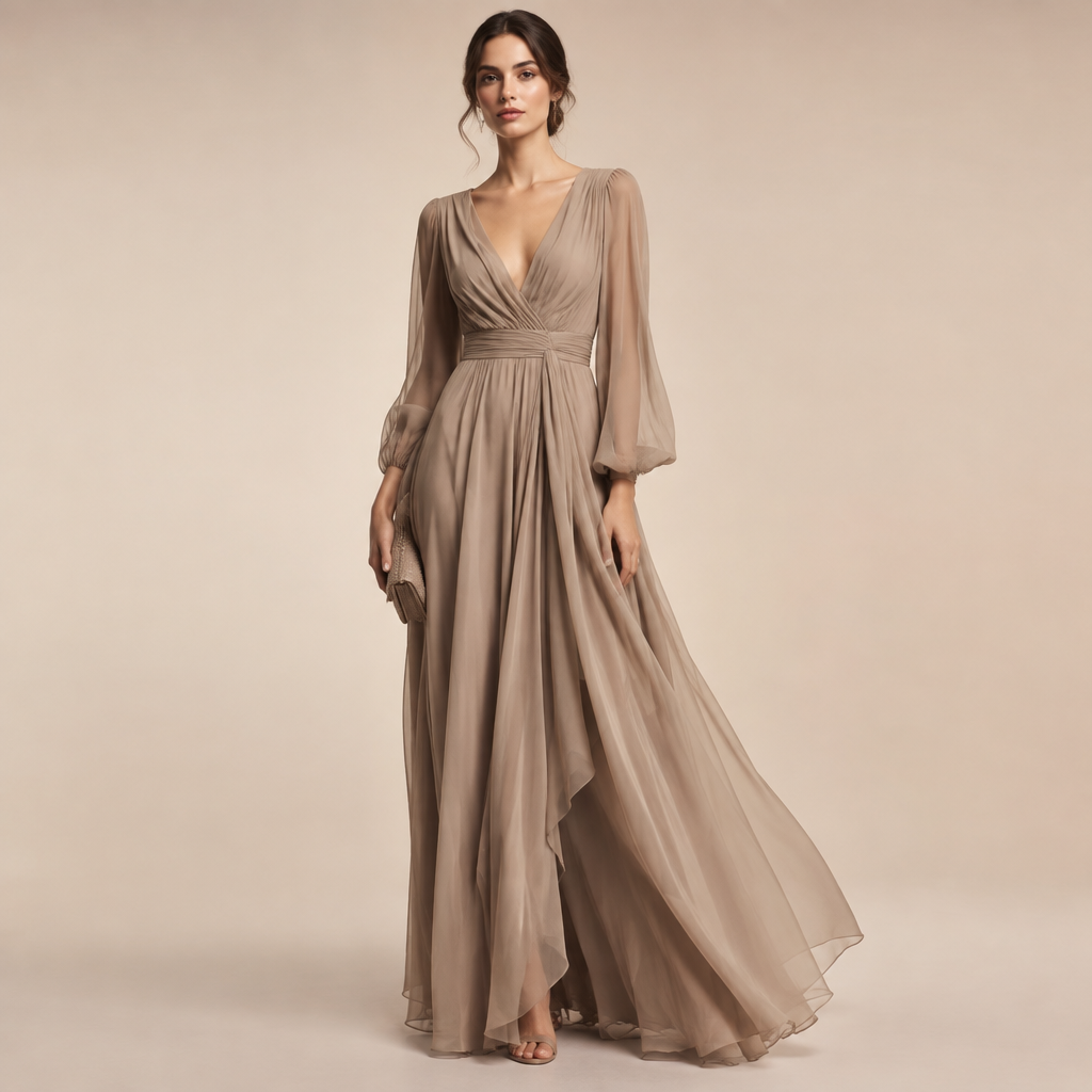 A Female Dress design, with a light, flowing drape, suitable for Fall, in Minimalist + Glamorous + Elegant style. IQ fashion aesthetics. Present it as professional fashion catalogue photography: the garment is the subject, shown full-length with editorial styling, neutral posing and tasteful, non-suggestive framing.
photorealistic fashion design, A Female Dress design, with a light, flowing drape, suitable for Fall, in Minimalist + Glamorous + Elegant style. IQ fashion aesthetics. Present it as professional fashion catalogue photography: the garment is the subject, shown full-length with editorial styling, neutral posing and tasteful, non-suggestive framing., minimalist style, just the design no text