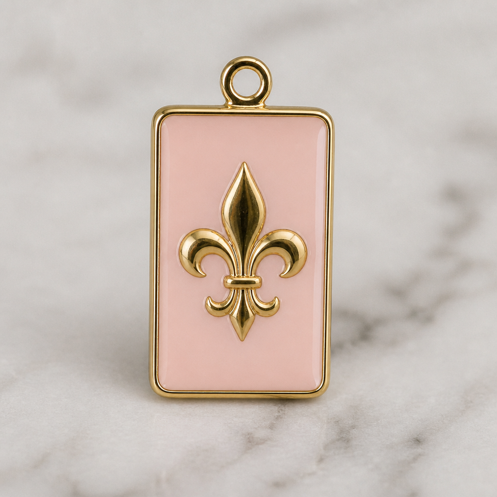 Create a charm for my logo that’s name is Jolie Franc to add to my charm bracelet. Make it an enamel make it rectangle in shape. Make the background blush pink
photorealistic fashion design, Create a charm for my logo that’s name is Jolie Franc to add to my charm bracelet. Make it an enamel make it rectangle in shape. Make the background blush pink, classic style, just the design no text