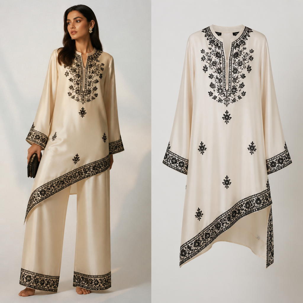 in Western style. Pakistan fashion aesthetics.
photorealistic fashion design, in Western style. Pakistan fashion aesthetics., western style, just the design no text