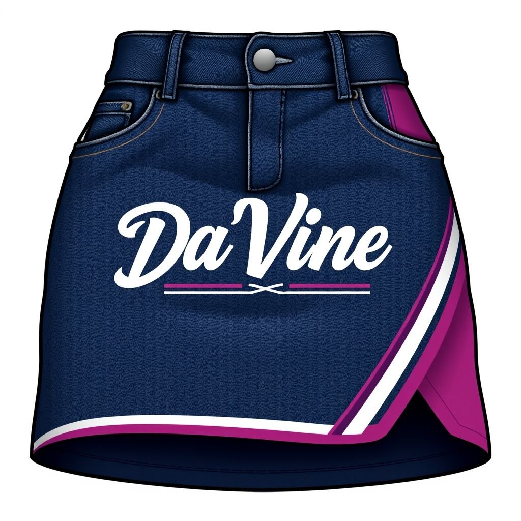 Make me a sporty skirt that looks like adidas, except add “Da’Vine” on it, put 2 stripes and make half of the skirt jean and the other half stretchy. The skirt should be below the knees
Design a striking sporty skirt that merges street style and athletic flair. The skirt features a contemporary below-the-knee cut, with one half in classic denim and the other in stretchy, breathable fabric. Boldly emblazon “Da’Vine” across the front, complemented by two signature stripes for an edgy, sporty vibe.