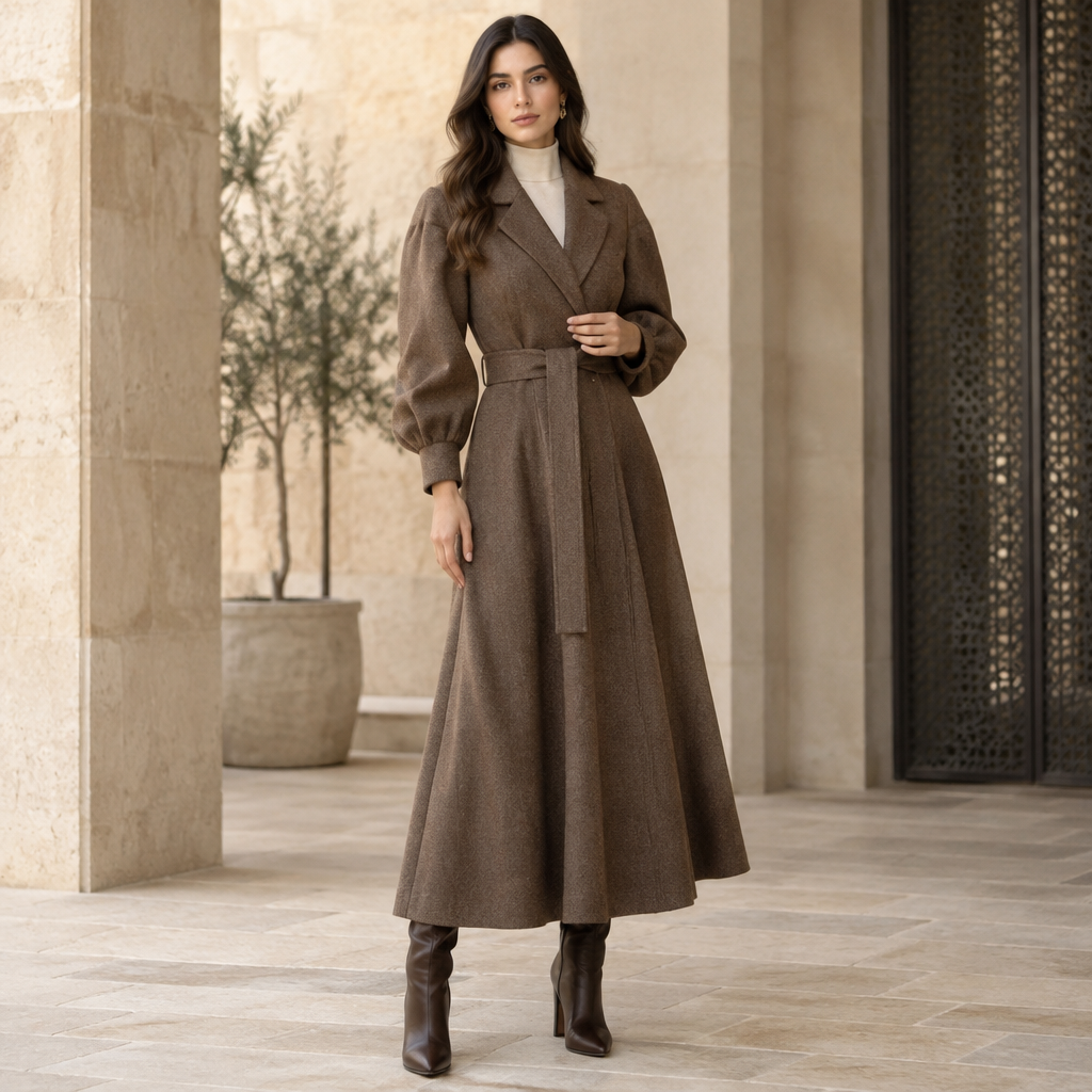 A Female Dress design, suitable for Fall. JO fashion aesthetics. Current season is Autumn in JO. Present it as professional fashion catalogue photography: the garment is the subject, shown full-length with editorial styling, neutral posing and tasteful, non-suggestive framing.
photorealistic fashion design, A Female Dress design, suitable for Fall. JO fashion aesthetics. Current season is Autumn in JO. Present it as professional fashion catalogue photography: the garment is the subject, shown full-length with editorial styling, neutral posing and tasteful, non-suggestive framing., just the design no text