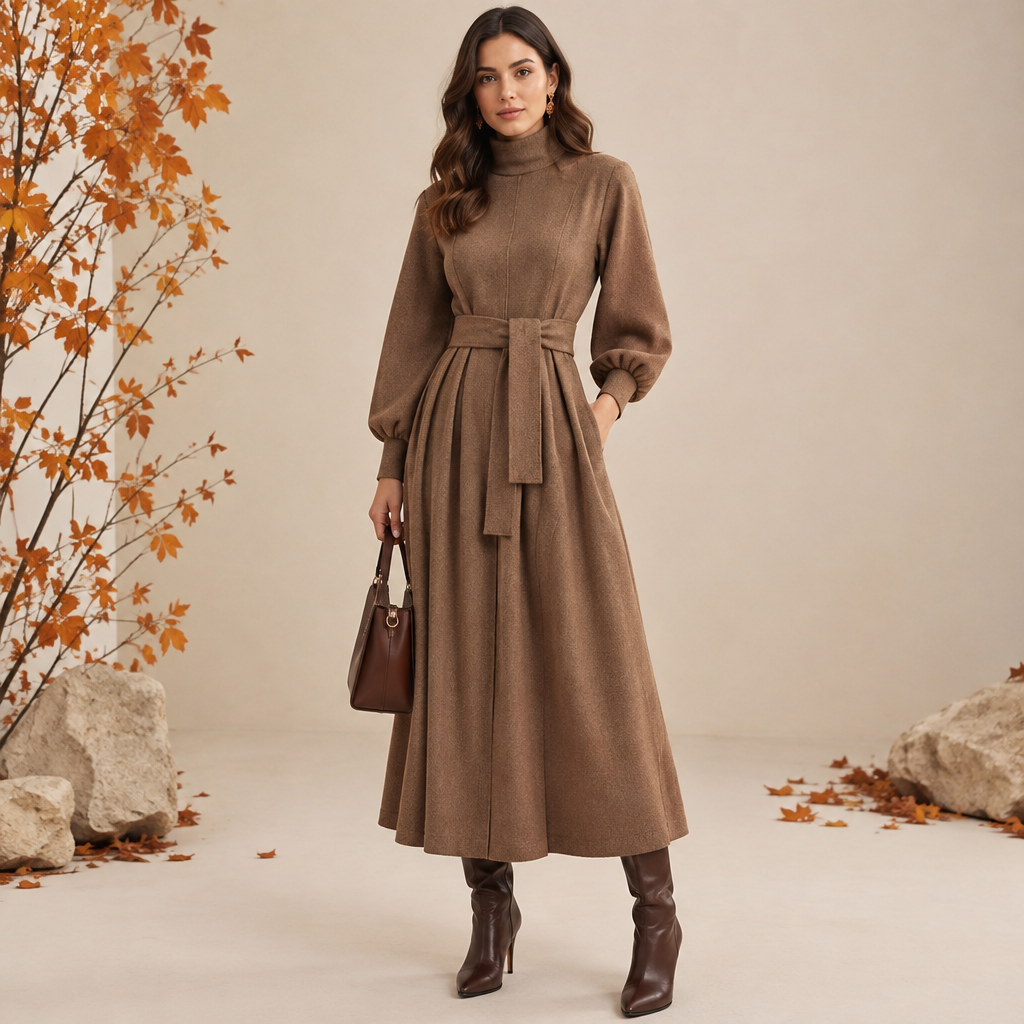 A Female Dress design, suitable for Fall. JO fashion aesthetics. Current season is Autumn in JO. Present it as professional fashion catalogue photography: the garment is the subject, shown full-length with editorial styling, neutral posing and tasteful, non-suggestive framing.
photorealistic fashion design, A Female Dress design, suitable for Fall. JO fashion aesthetics. Current season is Autumn in JO. Present it as professional fashion catalogue photography: the garment is the subject, shown full-length with editorial styling, neutral posing and tasteful, non-suggestive framing., just the design no text