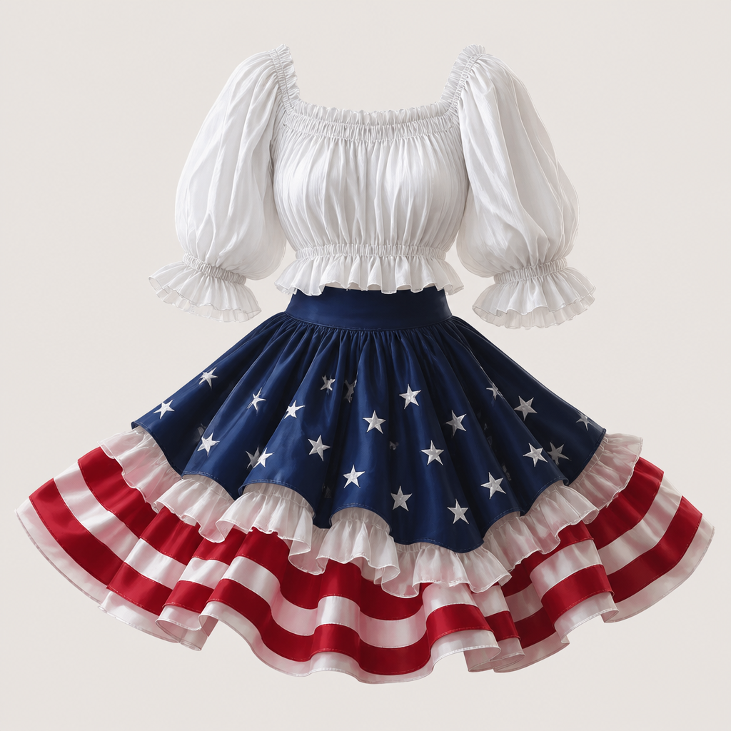 A Skirt design, in Americana style. uma saia ondulada e uma blusa fofinha. Brazil fashion aesthetics.
photorealistic fashion design, A Skirt design, in Americana style. uma saia ondulada e uma blusa fofinha. Brazil fashion aesthetics., americana style, just the design no text