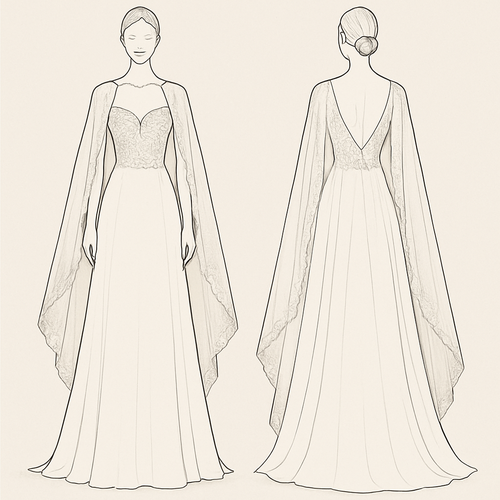 Lace wedding dress with cape


