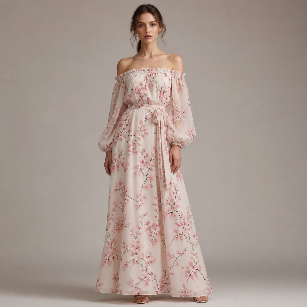 A Dress design, with a soft, cosy hand, suitable for Summer, shown on a model with light skin and a slim figure. مفتوح الكتف و مورد بزهور الساكورا اليابانيه. SD fashion aesthetics. Present it as professional fashion catalogue photography: the garment is the subject, shown full-length with editorial styling, neutral posing and tasteful, non-suggestive framing.
photorealistic fashion design, A Dress design, with a soft, cosy hand, suitable for Summer, shown on a model with light skin and a slim figure. مفتوح الكتف و مورد بزهور الساكورا اليابانيه. SD fashion aesthetics. Present it as professional fashion catalogue photography: the garment is the subject, shown full-length with editorial styling, neutral posing and tasteful, non-suggestive framing., just the design no text