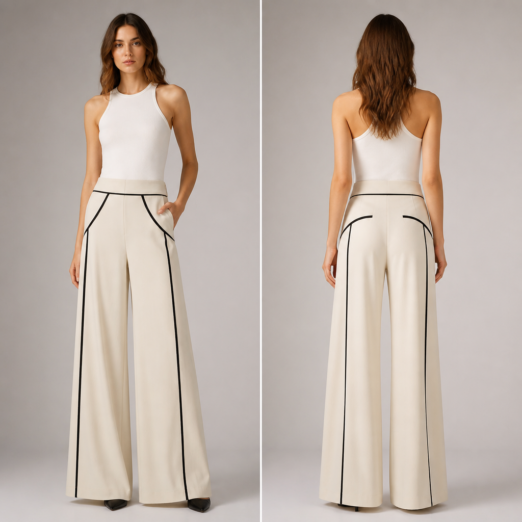 A Female Pants design. que sea en palazzo de dama, pero con el mismo diseño de la foto. Argentina fashion aesthetics. Present it as professional fashion catalogue photography: the garment is the subject, shown full-length with editorial styling, neutral posing and tasteful, non-suggestive framing.
photorealistic fashion design, A Female Pants design. que sea en palazzo de dama, pero con el mismo diseño de la foto. Argentina fashion aesthetics. Present it as professional fashion catalogue photography: the garment is the subject, shown full-length with editorial styling, neutral posing and tasteful, non-suggestive framing., just the design no text, show front and back