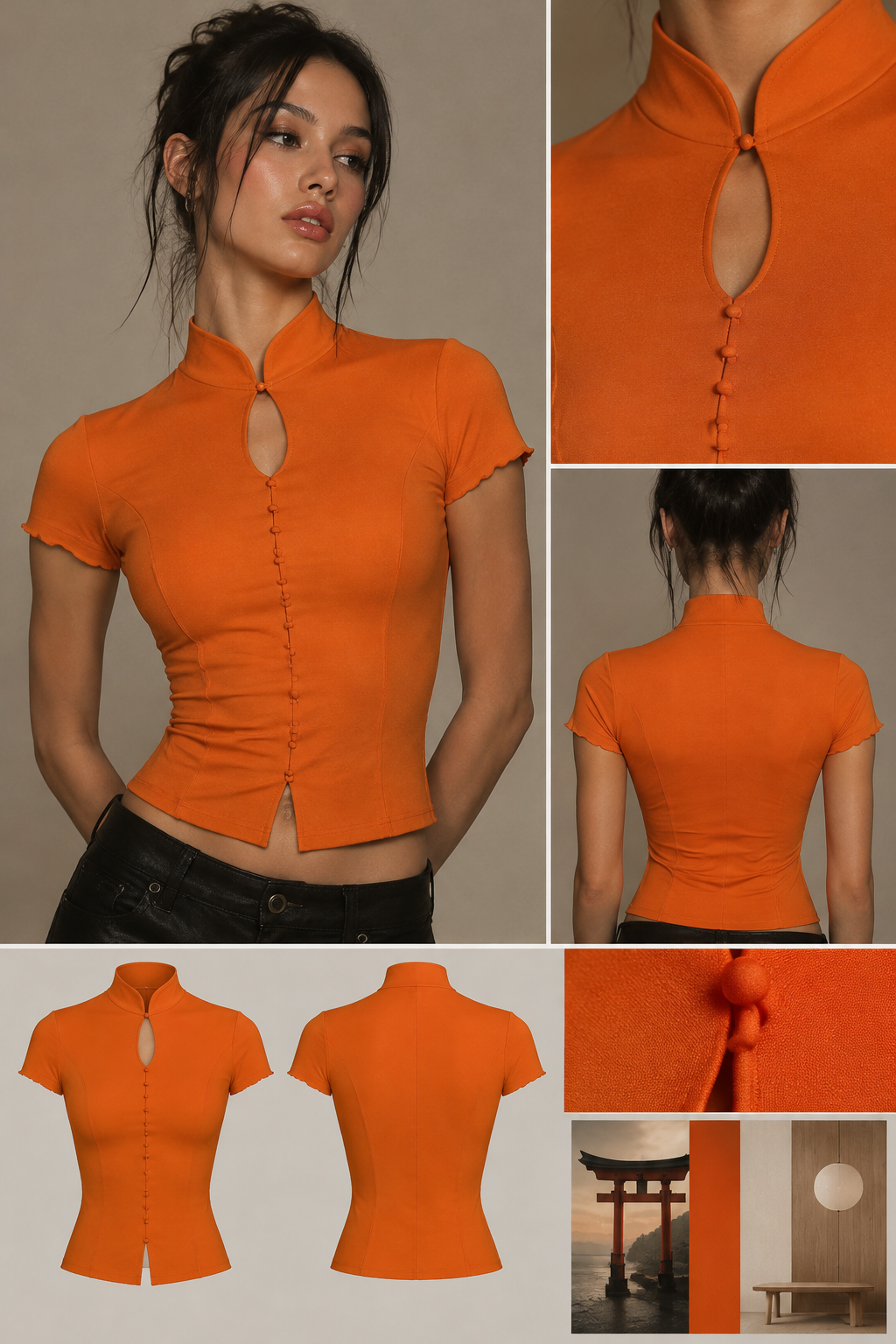 bright orange skin fitting top with buttons and a keyhole at the top Japanese inspired with a bit of Scandinavia influences
i want it to be short sleeved and more looking like a going clubbing top and make the buttons smaller
bright orange skin fitting top with buttons and a keyhole at the top Japanese inspired with a bit of Scandinavia influences
i want it to be short sleeved and more looking like a going clubbing top and make the buttons smaller