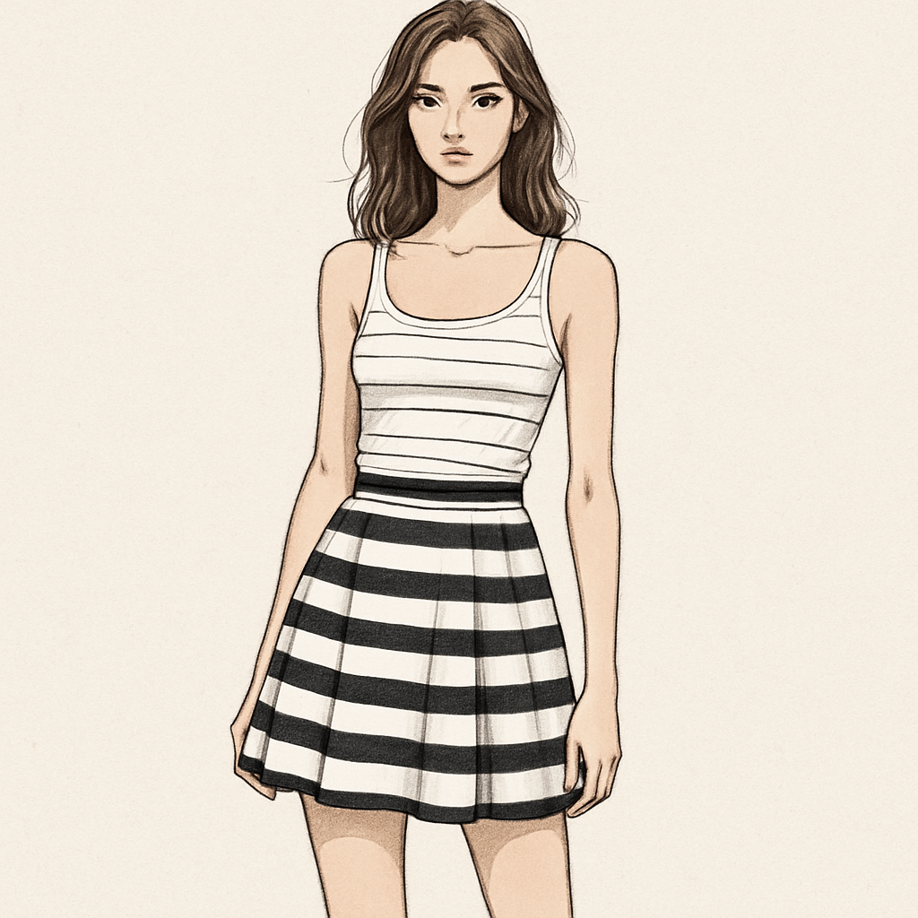 Un fille en jupe court et débardeur blanc
Un fille en jupe court et débardeur blanc
, striped style