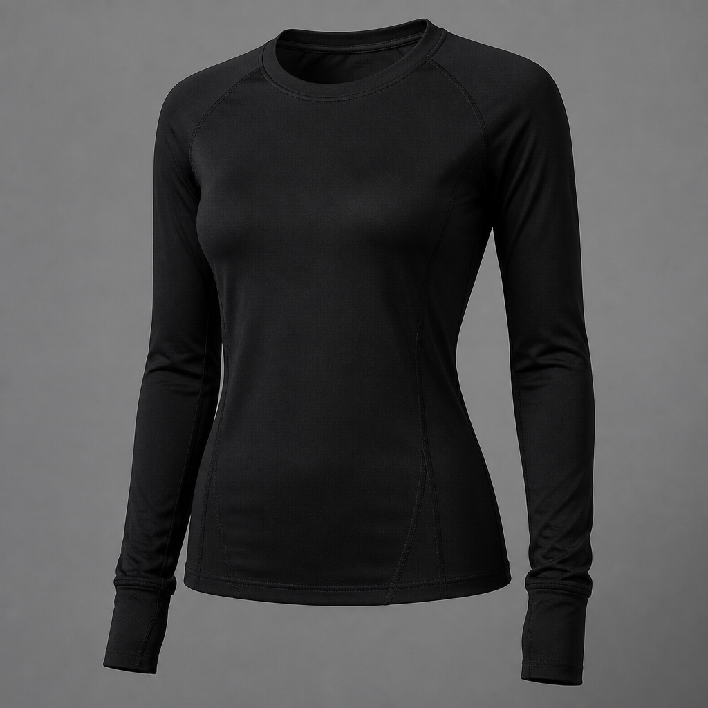 A Female Top design, in Athleisure style. black, long sleeve, crew cut neckline
photorealistic fashion design, A Female Top design, in Athleisure style. black, long sleeve, crew cut neckline, athleisure style, just the design no text