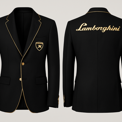 Chumba negra, detalles dorados con logo y nombre lamborghini