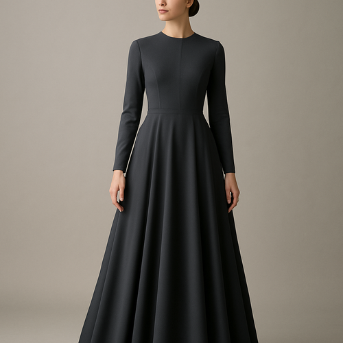 Full body coverage with flowing ankle length dress