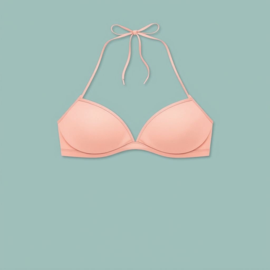 And back also. Front and back simple sport minimal classic top bikini. Rubber under bra 1cm. With cleavage. Adjustable back tie. Minimal design.
Design a classic-inspired bikini featuring a refined minimalist top that emphasizes timeless elegance. The front showcases a subtle cleavage with a structured, 1cm rubber under-bra for support. The back sports an adjustable tie, maintaining simplicity while ensuring comfort. Soft, muted colors complete this sophisticated sportswear piece, perfect for a vintage seaside retreat.