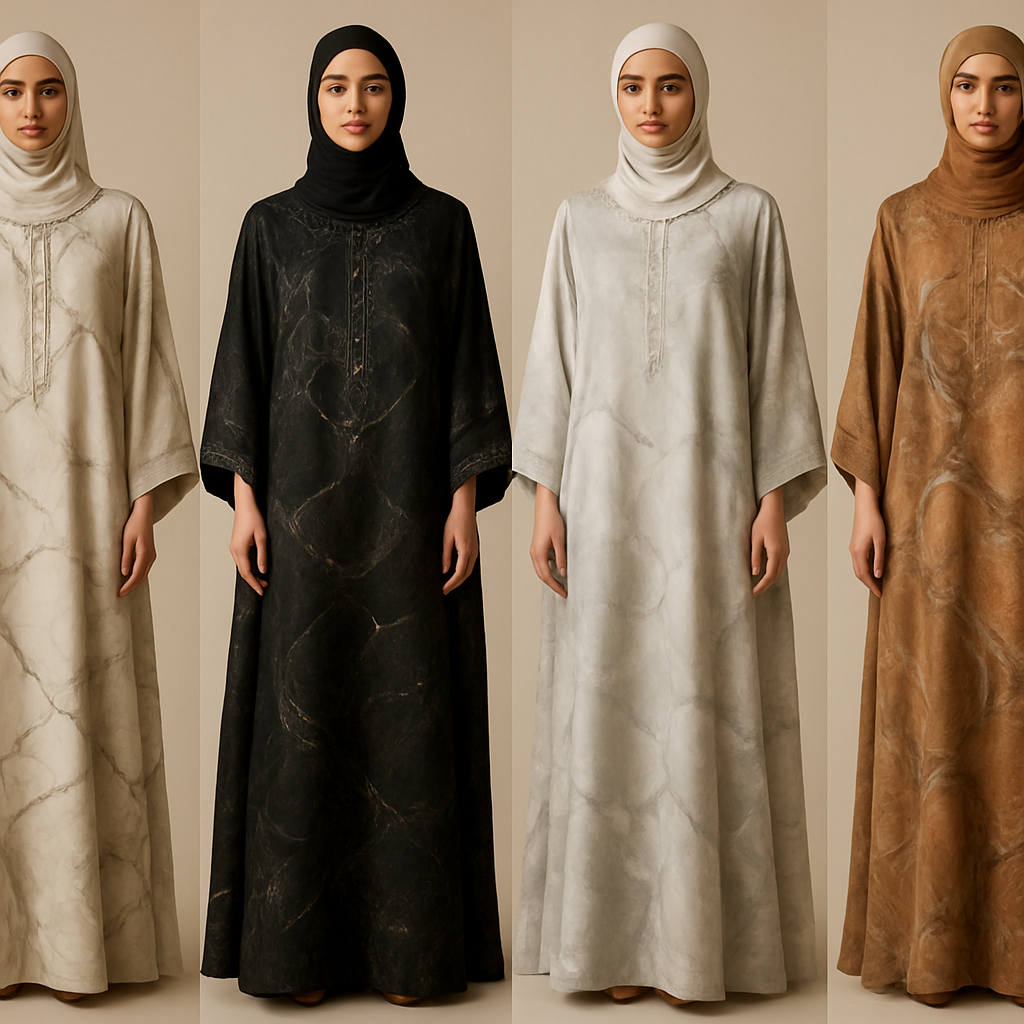 Create a modest boubou, the first of its kind, featuring a unique stone design that exudes a classy and sophisticated vibe. I'd like four designs, each showcasing different styles and fabrics. Incorporate high-end, unique chic stone designs to make them truly special. Add little sophisticated stone designs.

Create a modest boubou, the first of its kind, featuring a unique stone design that exudes a classy and sophisticated vibe. I'd like four designs, each showcasing different styles and fabrics. Incorporate high-end, unique chic stone designs to make them truly special. Add little sophisticated stone designs.