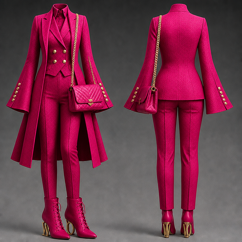 Make it in fuschia
edit the attached fashion design with these instructions: Make it in fuschia. keep it photorealistic, just the design no text
