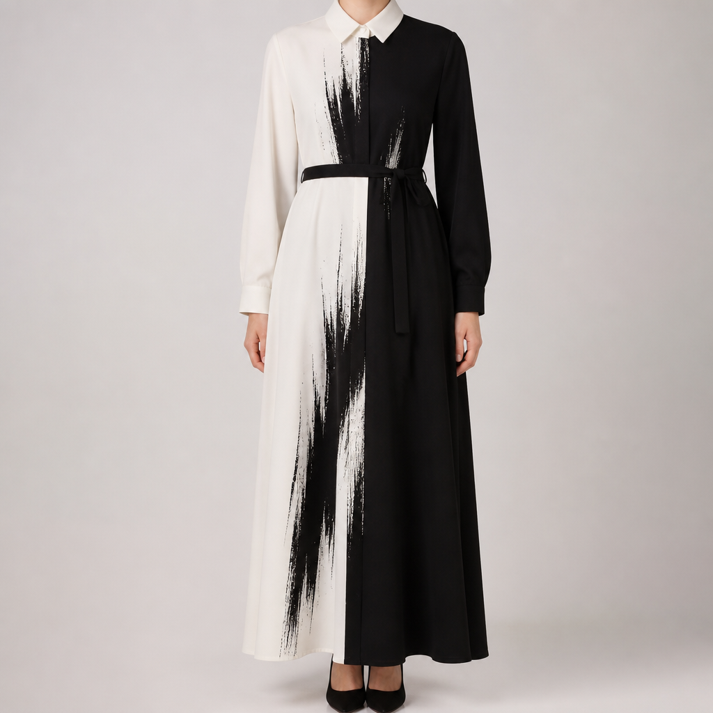A Male Dress design, suitable for Summer. A stylish, long black and white dress with long sleeves, suitable for a girl going to work.. Turkey fashion aesthetics.
photorealistic fashion design, A Male Dress design, suitable for Summer. A stylish, long black and white dress with long sleeves, suitable for a girl going to work.. Turkey fashion aesthetics., just the design no text