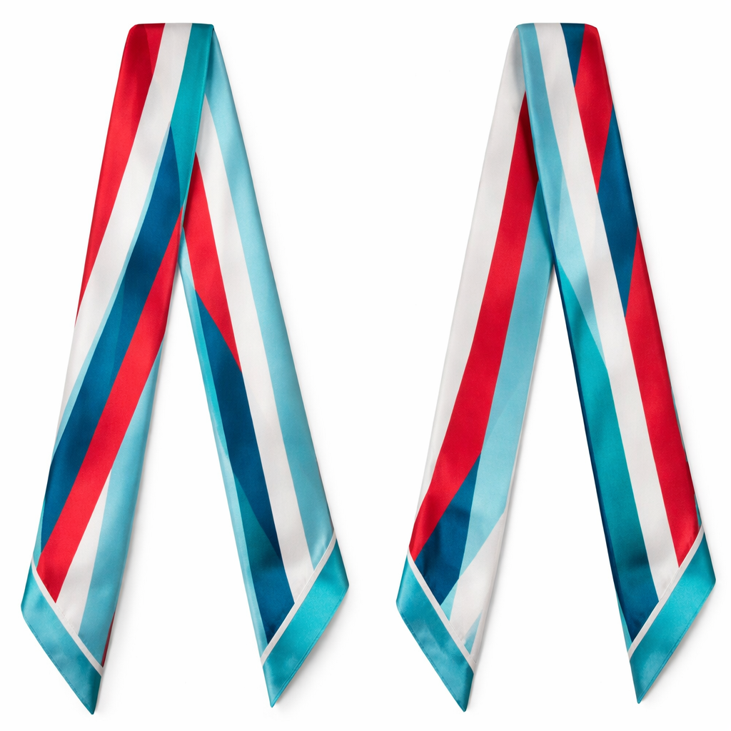 Design a silk scarf that is 5x86cm that is classic for the women’s kc current soccer team with no logos in a lay out can you make the stripes longitudinal
Design a silk scarf that is 5x86cm that is classic for the women’s kc current soccer team with no logos in a lay out can you make the stripes longitudinal , classic style, show front and back