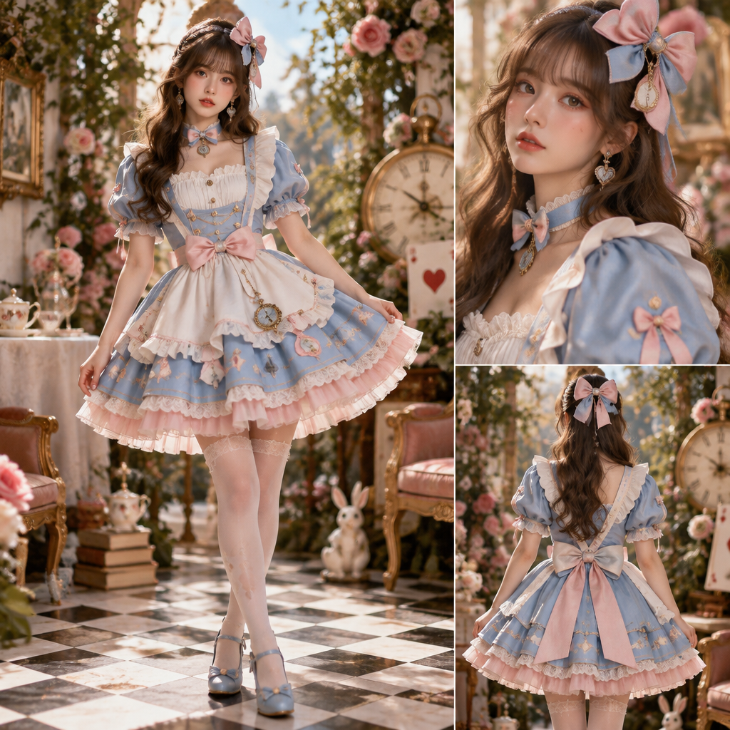 photorealistic fashion design, photorealistic fashion design, photorealistic fashion design, A Female Dress design, suitable for Spring, in Classic style. faça uma imagem no estilo anime com um vestido inspirado no vestido de Alice no país das maravilhas com cores rosa e azul e que seja mais maduro e sofisticado. Brazil fashion aesthetics. Present it as professional fashion catalogue photography: the garment is the subject, shown full-length with editorial styling, neutral posing and tasteful, non-suggestive framing., classic style, just the design no text. Refinement: faça ele como um vestido curto, just the design no text. Refinement: faça ele como um vestido curto um pouco acima do joelho, just the design no text. Refinement: faça ele com um vestido curto pouco acima do joelho e com uma saia rodada, inclua um laço rosa e azul no cabelo e acessórios que remetem ao país das maravilhas
photorealistic fashion design, photorealistic fashion design, photorealistic fashion design, photorealistic fashion design, A Female Dress design, suitable for Spring, in Classic style. faça uma imagem no estilo anime com um vestido inspirado no vestido de Alice no país das maravilhas com cores rosa e azul e que seja mais maduro e sofisticado. Brazil fashion aesthetics. Present it as professional fashion catalogue photography: the garment is the subject, shown full-length with editorial styling, neutral posing and tasteful, non-suggestive framing., classic style, just the design no text. Refinement: faça ele como um vestido curto, just the design no text. Refinement: faça ele como um vestido curto um pouco acima do joelho, just the design no text. Refinement: faça ele com um vestido curto pouco acima do joelho e com uma saia rodada, inclua um laço rosa e azul no cabelo e acessórios que remetem ao país das maravilhas , just the design no text