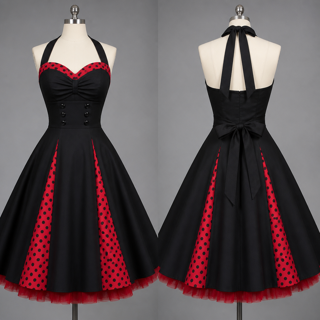 Ready to wear
photorealistic fashion design, Ready to wear, rockabilly style, just the design no text, show front and back