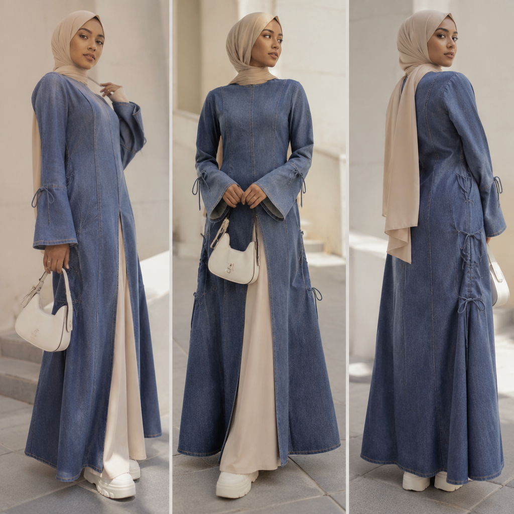 A Female Dress design, suitable for Spring, in Y2K style. it is a Y2K look it's like a modest clothing but for Muslim woman Muslim girls specifically I wanted to look I want them to feel confident when wearing modestly and feel like they also belong. South Africa fashion aesthetics. Present it as professional fashion catalogue photography: the garment is the subject, shown full-length with editorial styling, neutral posing and tasteful, non-suggestive framing.
photorealistic fashion design, A Female Dress design, suitable for Spring, in Y2K style. it is a Y2K look it's like a modest clothing but for Muslim woman Muslim girls specifically I wanted to look I want them to feel confident when wearing modestly and feel like they also belong. South Africa fashion aesthetics. Present it as professional fashion catalogue photography: the garment is the subject, shown full-length with editorial styling, neutral posing and tasteful, non-suggestive framing., y2k style, just the design no text