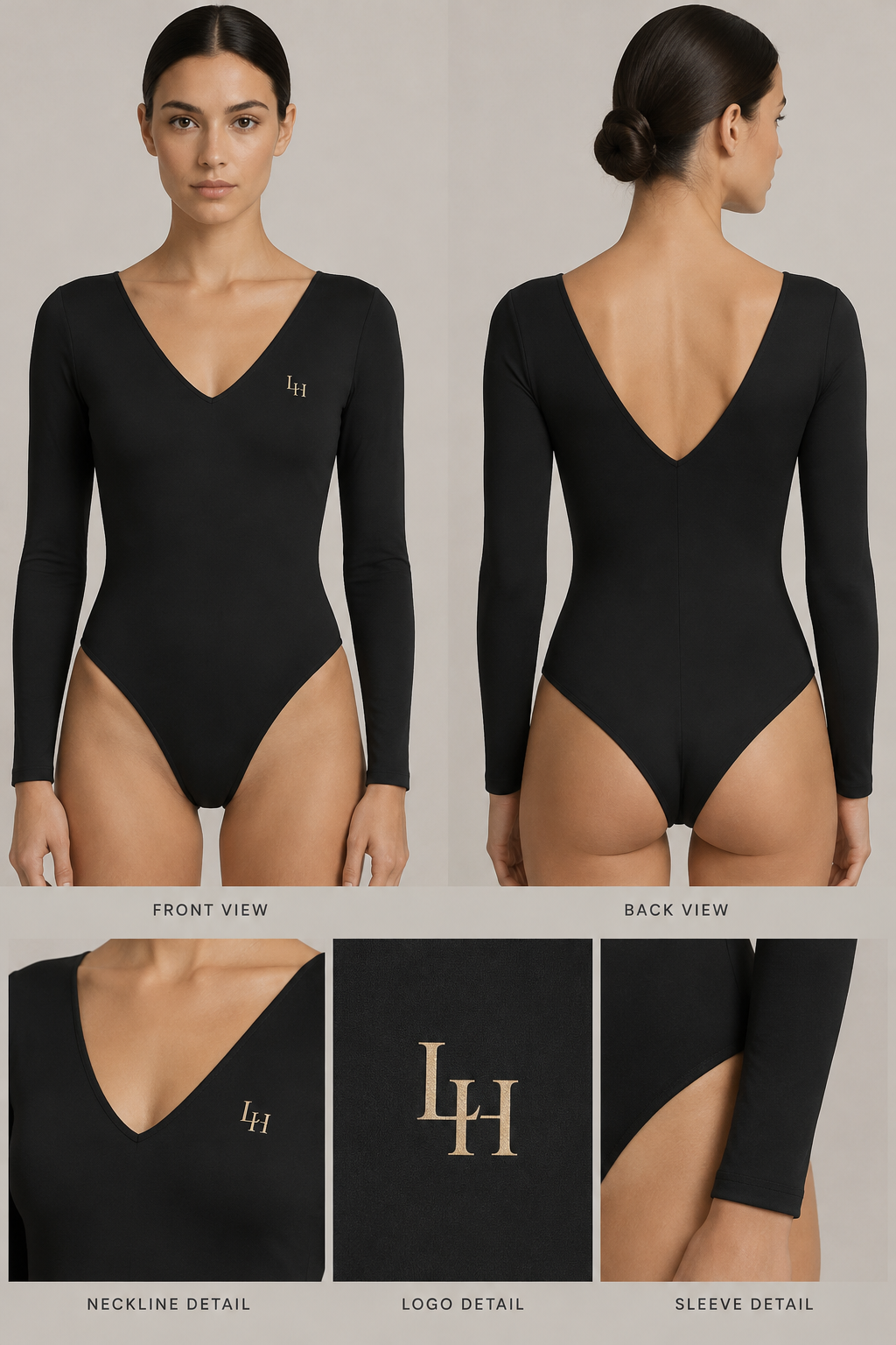 long sleev body shirt, with V neck back and front ,with logo LH
long sleev body shirt, with V neck back and front ,with logo LH