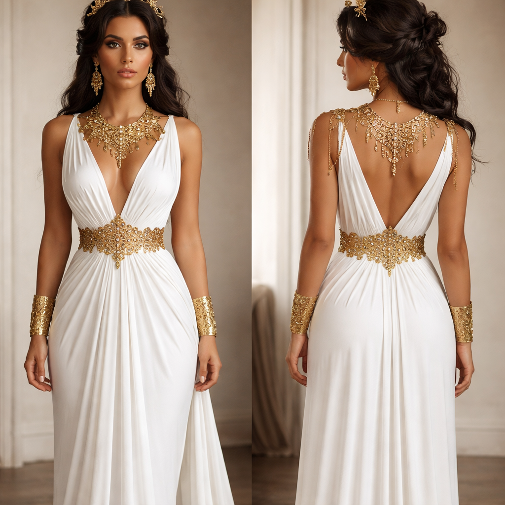Egypt
Empire Dress with gold accessories
And gold necklace
Egypt
Empire Dress with gold accessories
And gold necklace
, show front and back