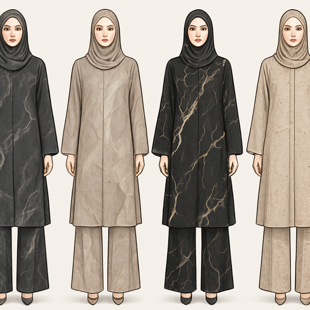 Create a modest abaya and loose pant, first of its kind, featuring a unique stone design that exudes a classy and sophisticated vibe. I'd like four designs, each showcasing different styles and fabrics. Incorporate high-end, unique chic stone designs to make them truly special. Add little sophisticated stone designs. Make it irresistible with designs that stands out.

Create a modest abaya and loose pant, first of its kind, featuring a unique stone design that exudes a classy and sophisticated vibe. I'd like four designs, each showcasing different styles and fabrics. Incorporate high-end, unique chic stone designs to make them truly special. Add little sophisticated stone designs. Make it irresistible with designs that stands out.