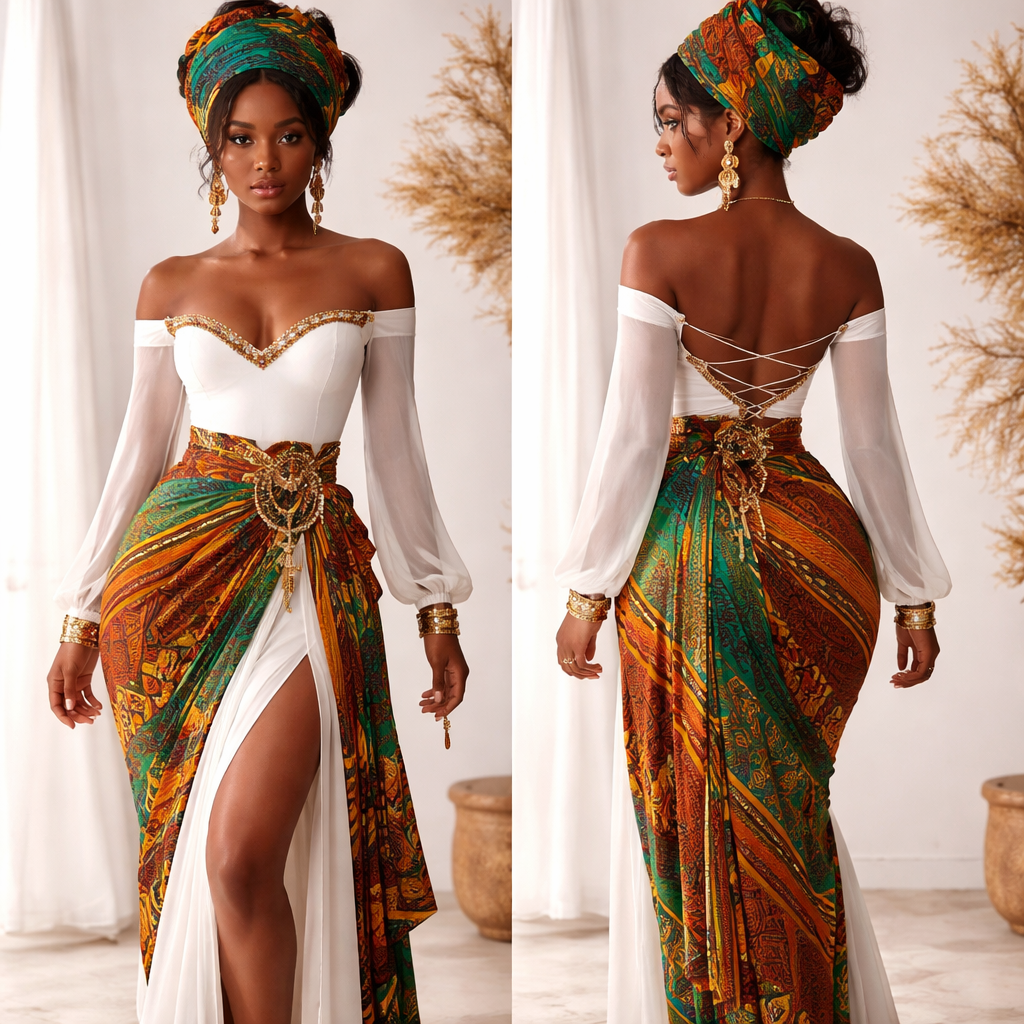 West Indies, indigenous, Africa, rooted in faith, modest, sexy but classy
West Indies, indigenous, Africa, rooted in faith, modest, sexy but classy , korean_fashion style, show front and back